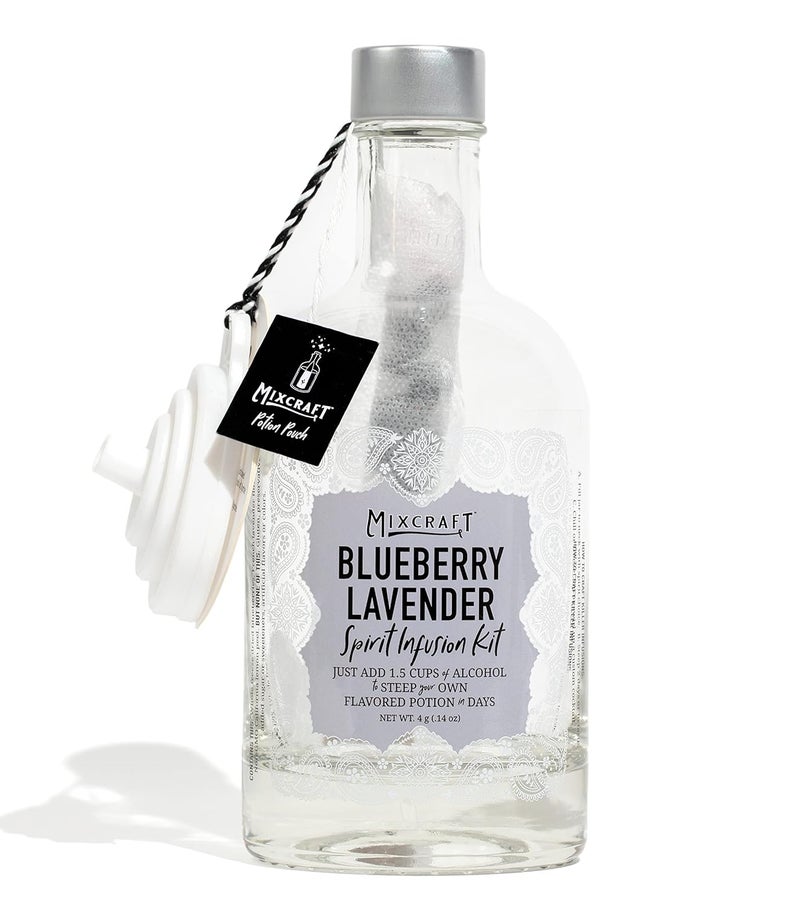 MixCraft Spirit Infusion Kit - Premium Craft Cocktail & Mocktail Mixer, Glass Bottle, Collapsible Funnel, Flavor Pouch & Recipe, Blueberry Lavender - Image 1